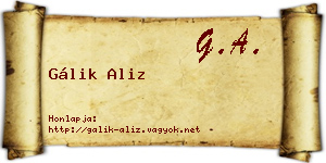 Gálik Aliz névjegykártya